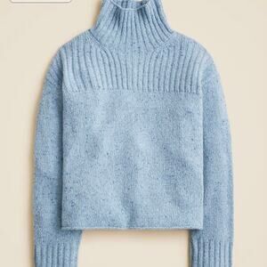 J Crew Ribbed Wool Blend Turtleneck Sweater Women's Small Blue Oversized